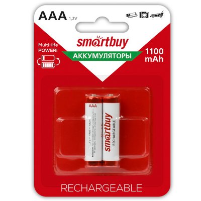 Аккумулятор Smartbuy AAA (HR03) 1100mAh 2BL, 281654, SBBR-3A02BL1100