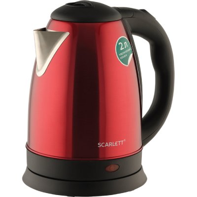 Чайник SCARLETT SC-EK21S76, 2 л, 1800 Вт, закрытый нагревательный элемент, сталь, красный