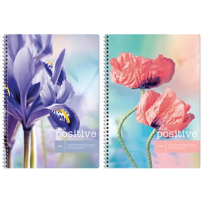 Тетрадь 80л., А4, клетка на гребне ArtSpace "Цветы. Think positive", 242871