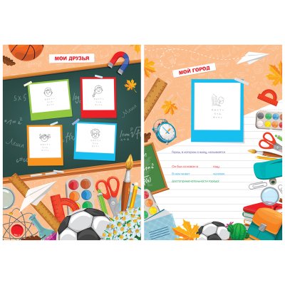 Папка-портфолио 7БЦ А4 ArtSpace, на 4 кольцах для школьника, 20 файлов, 10 вкладышей, 318228