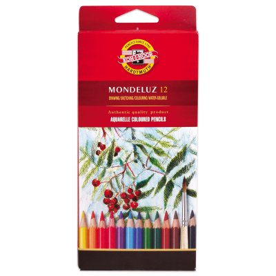Карандаши цветные акварельные художественные KOH-I-NOOR "Mondeluz", 12 цветов, 3,8 мм, заточенные, европодвес, 3716012001KSRU