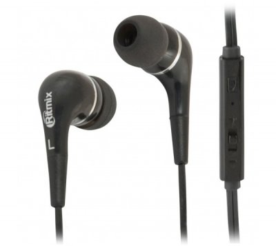 Наушники вставные RITMIX RH-112M черные (гарнитура)