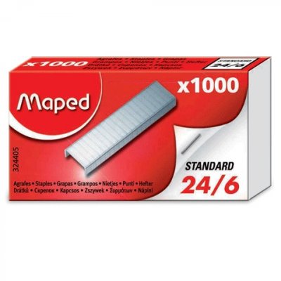 Скобы для степлера №24/6, 1000 штук, MAPED, до 20 листов, 324405