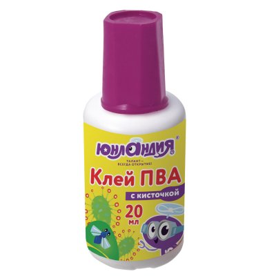 Клей ПВА с кисточкой, 20 г, ЮНЛАНДИЯ, 228420