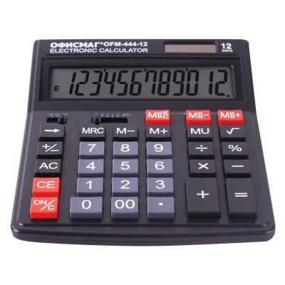 Калькулятор ОФИСМАГ настольный OFM-444, 12 разрядов, ЧЕРНЫЙ, 199x153 мм, 250459