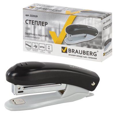 Степлер №10 BRAUBERG "Original", до 12 листов, с антистеплером, черный, 222529