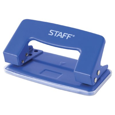 Дырокол металлический STAFF, до 10 листов, без линейки, синий, 224648