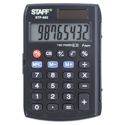 Калькулятор карманный STAFF STF-883 (95х62 мм), 8 разрядов, двойное питание, 250196