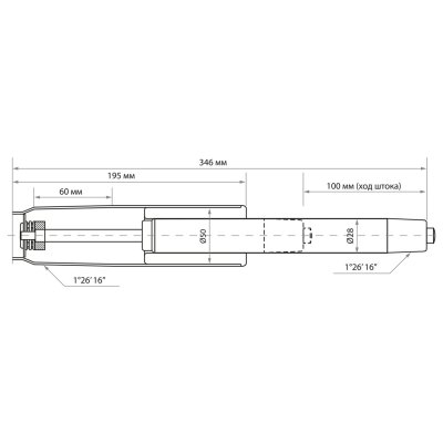 Газ-лифт BRABIX A-100 короткий, ХРОМ, длина в открытом виде 346 мм, d50 мм, класс 2, 532004