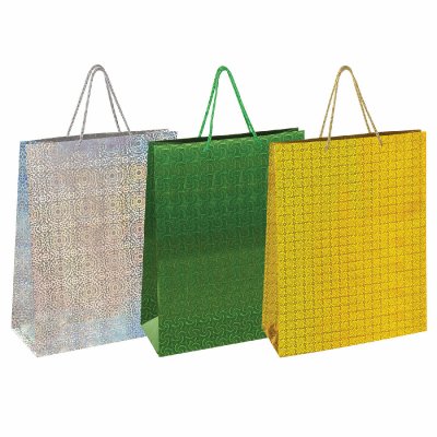 Пакет подарочный 33x12,7x44,7 см, ЗОЛОТАЯ СКАЗКА голография, 3 цвета, 606610