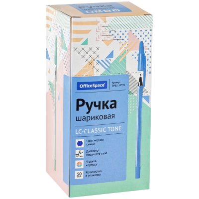 Ручка шариковая OfficeSpace "LC-Classic Tone" синяя, 0,7мм, корпус ассорти, штрих-код, 314404