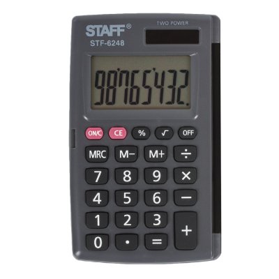 Калькулятор карманный STAFF STF-6248 (104х63 мм), 8 разрядов, двойное питание, 250284