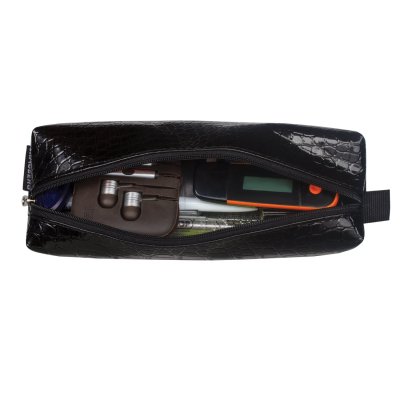 Пенал-косметичка BRAUBERG "Ultra black", "крокодиловая кожа", 20х6х4 см, 223909