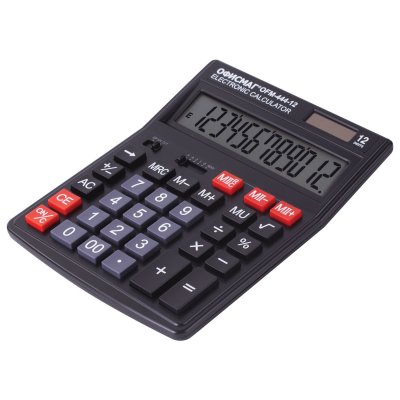 Калькулятор ОФИСМАГ настольный OFM-444, 12 разрядов, ЧЕРНЫЙ, 199x153 мм, 250459