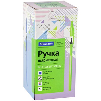 Ручка шариковая OfficeSpace "LC-Classic Solid" синяя, 0,7мм, корпус ассорти, штрих-код, 314405