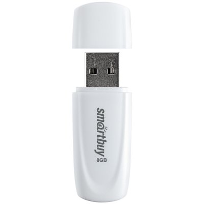 Флеш-диск 8 GB SMARTBUY Scout USB 2.0, белый, SB008GB2SCW