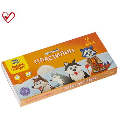 Пластилин Мульти-Пульти "Енот на Аляске", 06 цветов, 90г, со стеком, картон, 236486