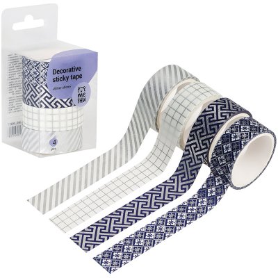 Набор клейких декоративных лент MESHU "Silver shinet", 4шт, 327390, MS_36917