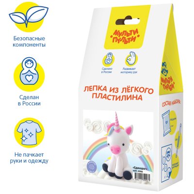 Набор для лепки из легкого пластилина Мульти-Пульти "Единорог", 329979, НЛП_41906
