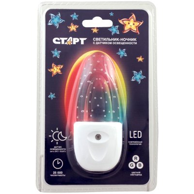 Светильник ночник СТАРТ "Капля", NL, 1LED, с датчиком освещенности, 255159, 11069