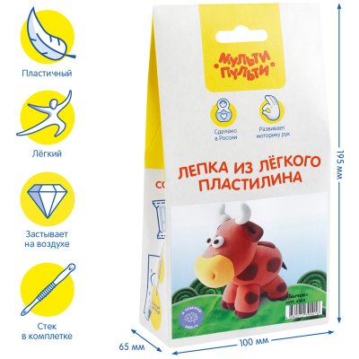 Набор для лепки из легкого пластилина Мульти-Пульти "Бычок", 329974, НЛП_41901