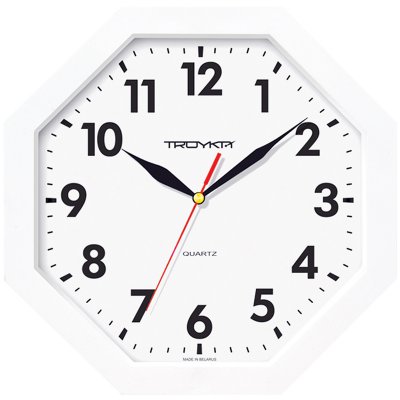 Часы настенные ход плавный, Troyka 41410418, восьмигранные, 29*29*3,5, белая рамка, 317166, 41410418