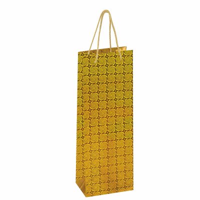 Пакет подарочный для бутылки 13x8,5x36 см, ЗОЛОТАЯ СКАЗКА голография, 4 цвета, 606608