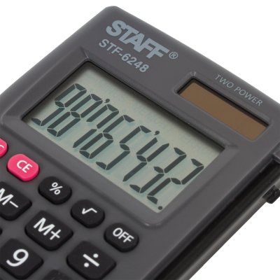 Калькулятор карманный STAFF STF-6248 (104х63 мм), 8 разрядов, двойное питание, 250284