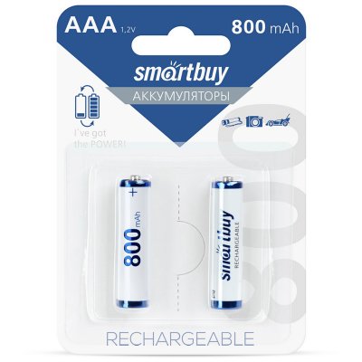 Аккумулятор Smartbuy AAA (HR03) 800mAh 2BL, 321344, SBBR-3A02BL800
