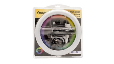 Кольцевая лампа/ринглайт RITMIX RRL-261, крепление к штативу, USB, RGB, d 26см