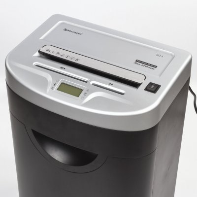 Уничтожитель (шредер) BRAUBERG S22-S, до 10 человек, 2 уровня секретности, полоски 4 мм, 22 листа, 35 л, CD, 531773