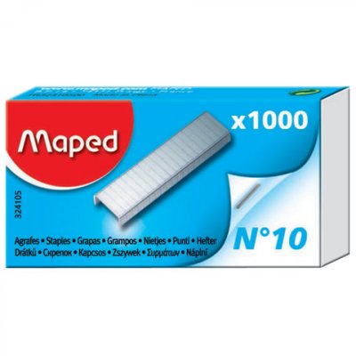 Скобы для степлера №10, 1000 штук, MAPED, до 20 листов, 324105