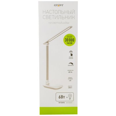 Светильник настольный на подставке СТАРТ CT111, 6Вт, LED, сенс. упр., белый, 348763, 14672