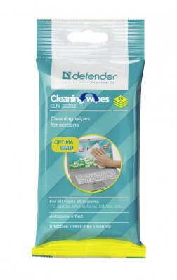 Чистящие салфетки Defender CLN 30202 Optima для экранов / мягкая упаковка с подвесом / 20 шт