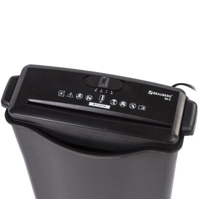 Уничтожитель (шредер) BRAUBERG S6-S, для 1 человека, 1 уровень секретности, полоски 8 мм, 6 листов, 7,5 л, карты, 531087
