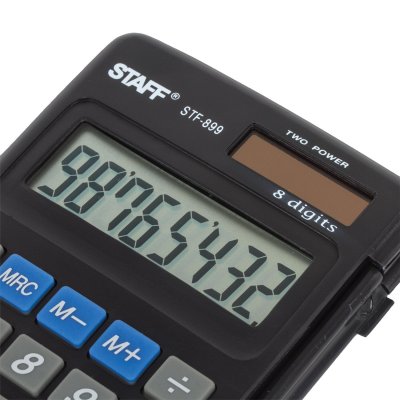 Калькулятор карманный STAFF STF-899 (117х74 мм), 8 разрядов, двойное питание, 250144