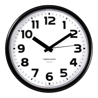 Часы настенные TROYKA 91900945, круг, белые, черная рамка, 23х23х4 см
