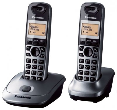 Радиотелефон Panasonic KX-TG2512RU1 (черный, темно-серый металлик, 2 трубки)