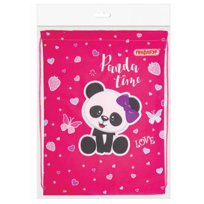 Мешок для обуви ПИФАГОР, 1 отделение, 40х32 см, "Panda time", 271601
