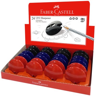 Точилка пластиковая Faber-Castell "Ufo" 1 отверстие, черный/синий/красный, 306113