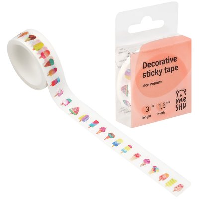 Клейкая лента декоративная MESHU "Ice cream", 1,5см*3м, 327381, MS_36877