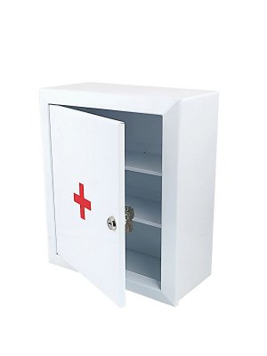 Шкафчик-аптечка Nicom, металлический, навесной, 2 полки, ключевой замок, 330x280x140 мм